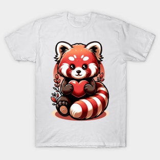 Cute Red Panda Animal Love Lovers Heart T-Shirt